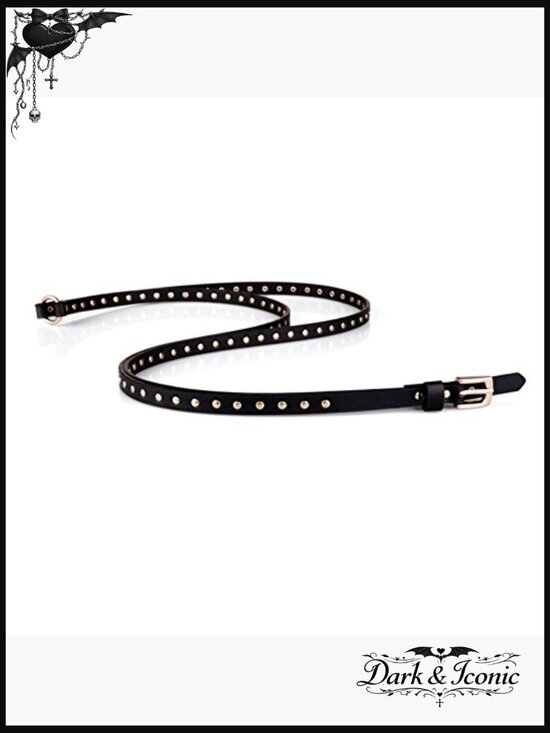 Thin Studded Punk Genuine Leather Double Wrap Belt main image 6